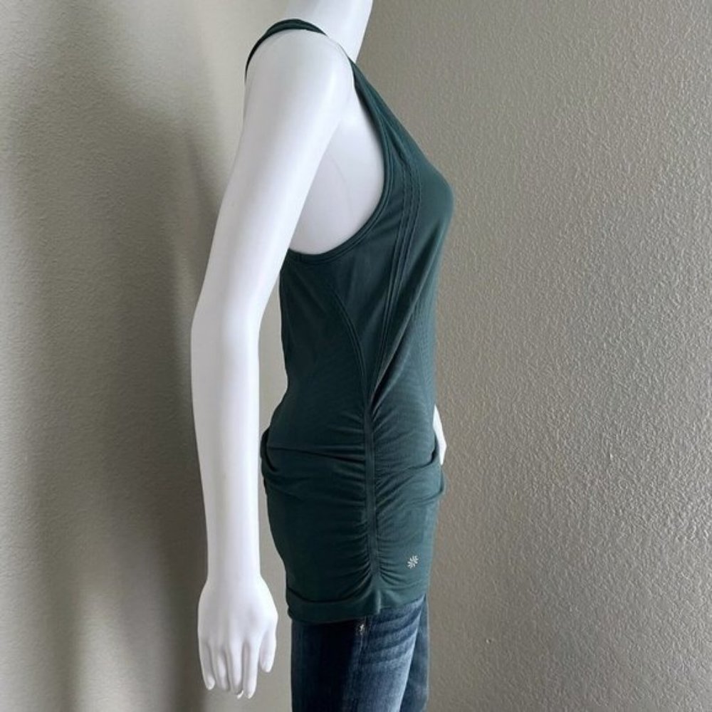 Athleta Women's Speedlight Seamless Tank Size S Green Rouched Sides Long Length - Picture 7 of 8